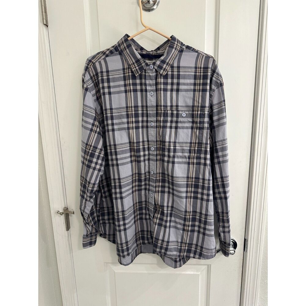 Size 2XL REI Cooperative Blue Plaid Long Sleeve Shirt 100% Cotton Flannel style